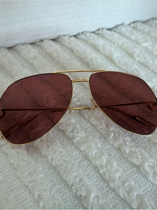 Cartier Accessories - Cartier Gold Frame Aviator Sunglasses with Brown Lenses